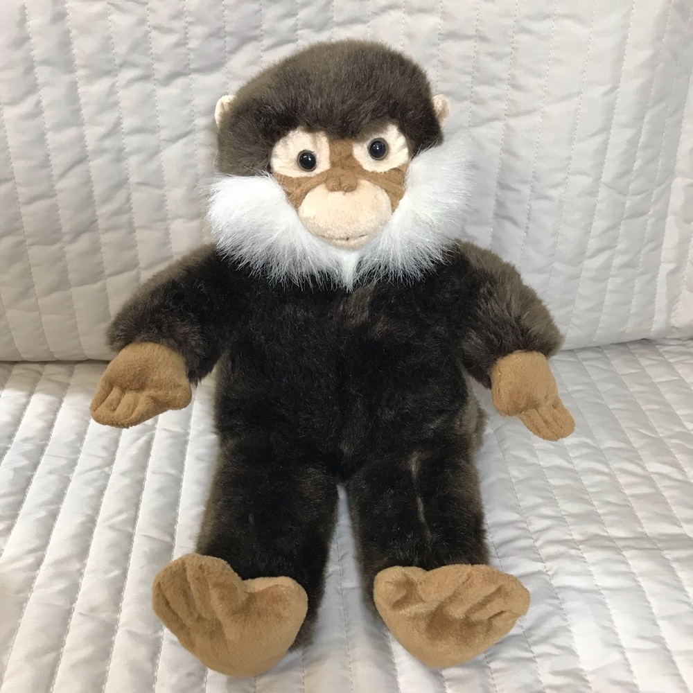 VTG 2001 Bear Factory monkey/chimp Dark brown/white beard 16 in bendable plush